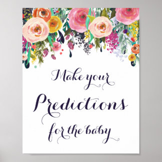 Poster Predições de Flor para Chá de fraldas de Sinais de