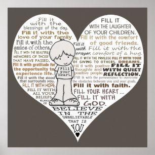 Pôster Preencha o seu castanho escuro pelo coração