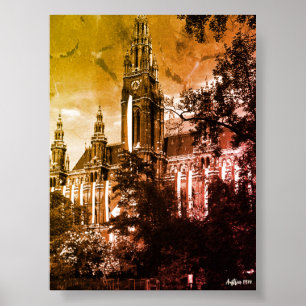 Poster Prefeitura Rathaus Viena Áustria vintage