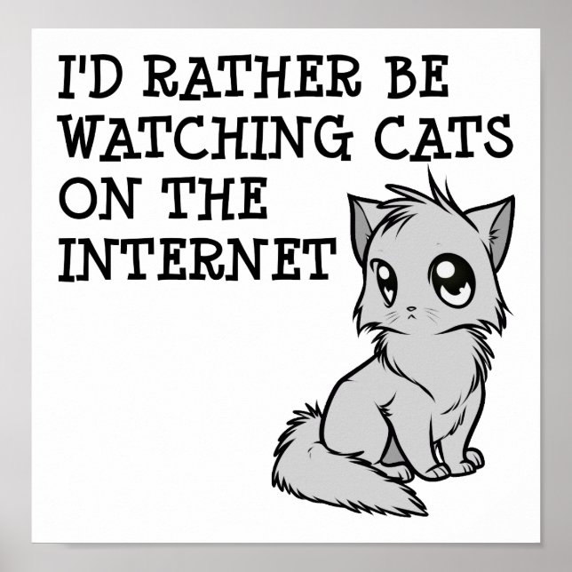 Poster Preferencialmente De Assistir Gatos Engraçado (Frente)