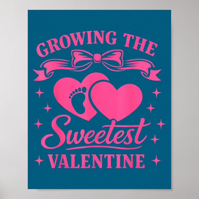 Poster Pregnancy Announcement Growing The Sweetest Valent (Frente)