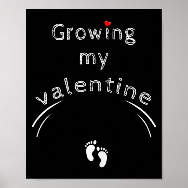 Poster Pregnancy Announcement Mom Gift - Growing My Valen (Frente)