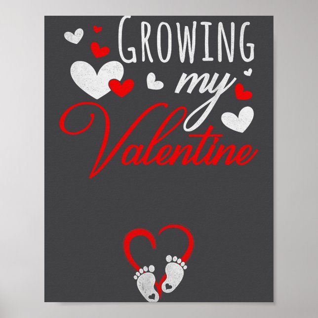 Poster Pregnancy Announcement New Mom Growing My Valentin (Frente)