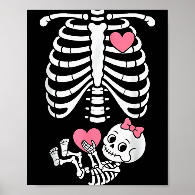 Poster Pregnancy Skeleton Girl Baby Rib Cage Belly Bump H (Frente)