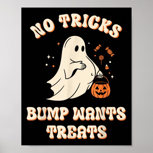 Poster Pregnant Ghost Lazy Trick Or Treat Dress Funny Hal (Frente)