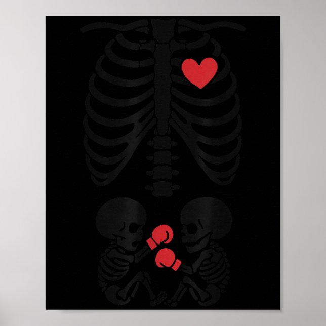 Poster Pregnant Skeleton Twin Halloween Skeleton Boxing T (Frente)