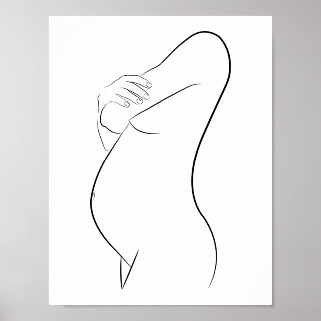 Poster Pregnant Woman Line Art Modern Minimalist Stylish (Frente)