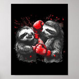 Poster Preguiça de Boxe Com Luvas de Boxe Kickboxing Engr
