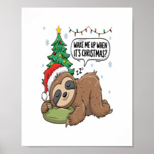 Poster Preguiça de Natal Acorda-me Soneca de Férias