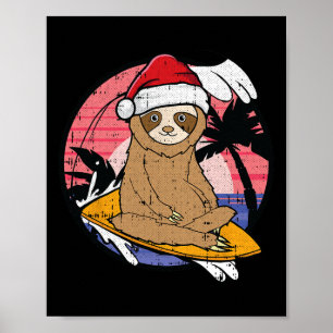 Poster Preguiça de Surfe Natal Em Julho Praia Verão Féria