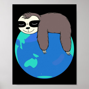 Poster Preguiça Dormindo No Chão Bicho-Preguiça Engraçado