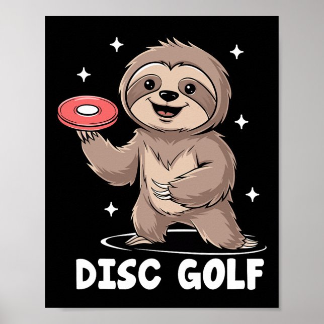 Poster Preguiça Jogando Disco Golfe Atleta Esportivo Jogo (Frente)