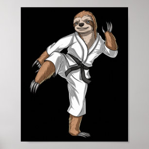 Poster Preguiça Karatê Kickboxing Taekwondo Muay Thai Art