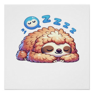 Pôster Preguiça Sonolenta Kawaii Dormindo Zzz Animal Preg