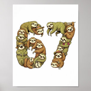 Poster Preguiça Tribal Engraçada 6 7 Meme Seis Sete Amor