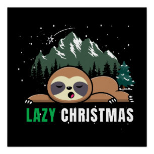 Pôster Preguiçoso Sloth de Natal Engraçado