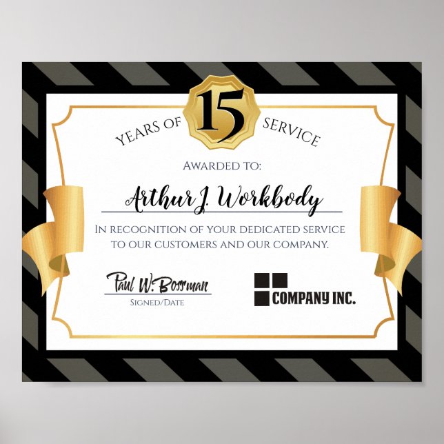 Poster Prêmio de aniversário de funcionários universais d (Frente)