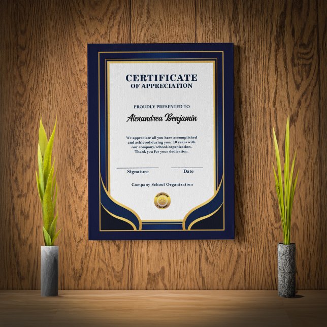 Poster Prêmios De Apreciação Do Certificado (Certificate Of Appreciation Achievement Awards Poster great for deserving a deserving person. )