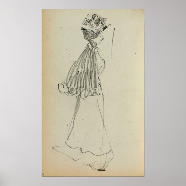 Poster Prendergast - Mulher em Pé de Perfil (Frente)