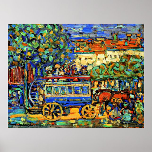 Poster Prendergast - Paris Omnibus, pintura colorida (Frente)