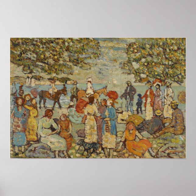 Poster Prendergast - Pena De Praia Com Donkeys (Ou Mules) (Frente)