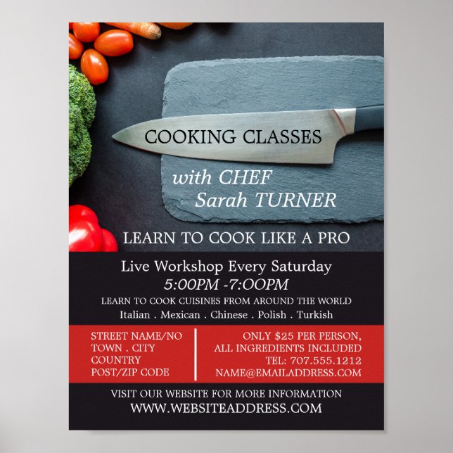 Poster Prep Kitchen & Knife, Cozinhar Classes Publicidade (Frente)
