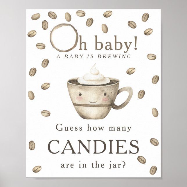 Poster Preparando café - Quantos doces estão no pote (Frente)