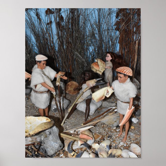 Poster Preparando uma caça pré-histórica. (Frente)