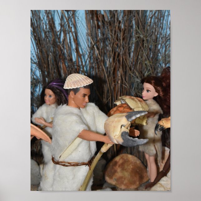 Poster Preparando uma caça pré-histórica. (Frente)