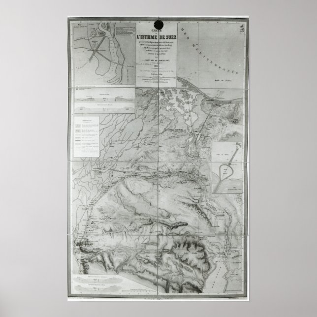 Poster Preparatory Map of the Suez Canal, 1855 (Frente)