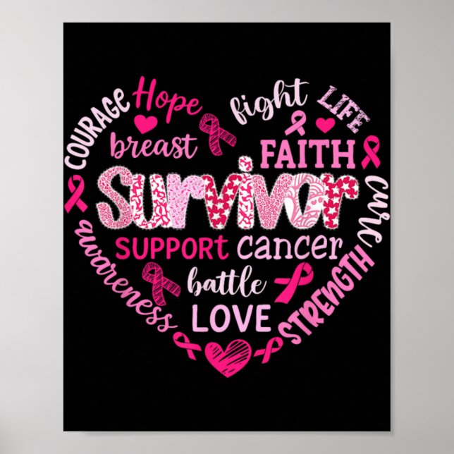Poster Preppy Breast Cancer Fight Suprt Hope Strength P  (Frente)