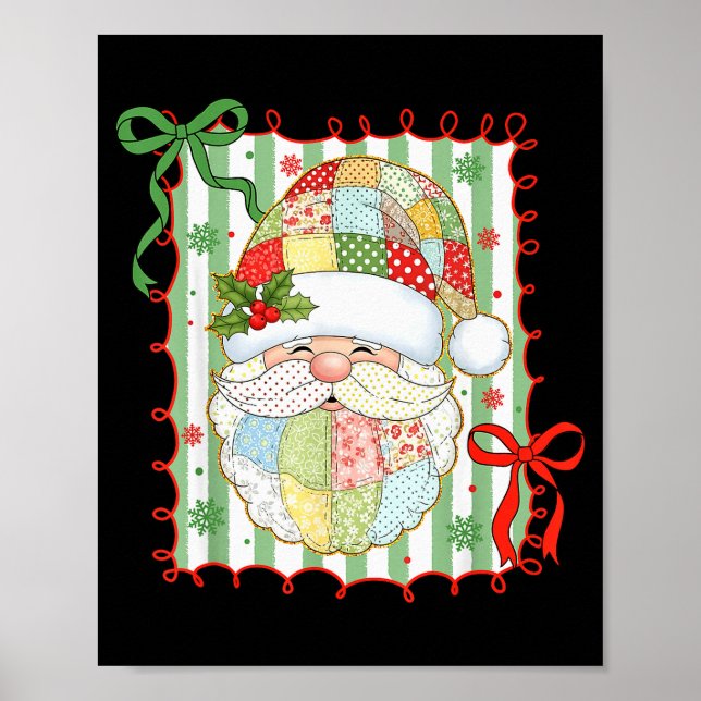 Poster Preppy Christmas Santa Claus Patchwork Xmas Women  (Frente)