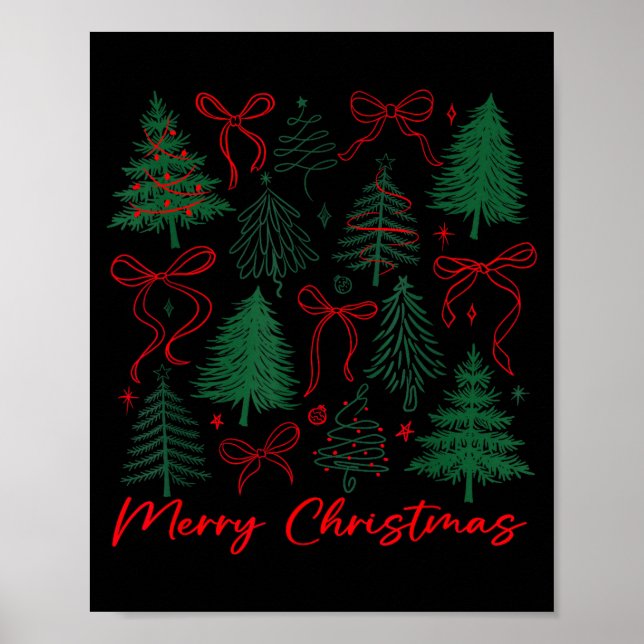 Poster Preppy Christmas Tree Merry Xmas Girly Coquette Ki (Frente)