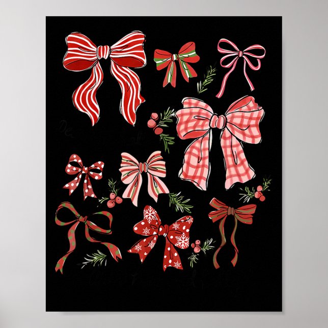 Poster Preppy Coquette Bow Deck The Halls With Bows And H (Frente)