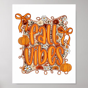 Poster Preppy Coquette Fall Vibes Floral Pumpkin Spice Co