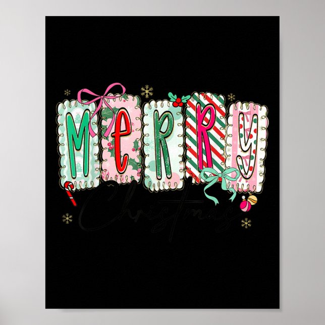 Poster Preppy Coquette Merry Christmas Coquette Bow Girl  (Frente)
