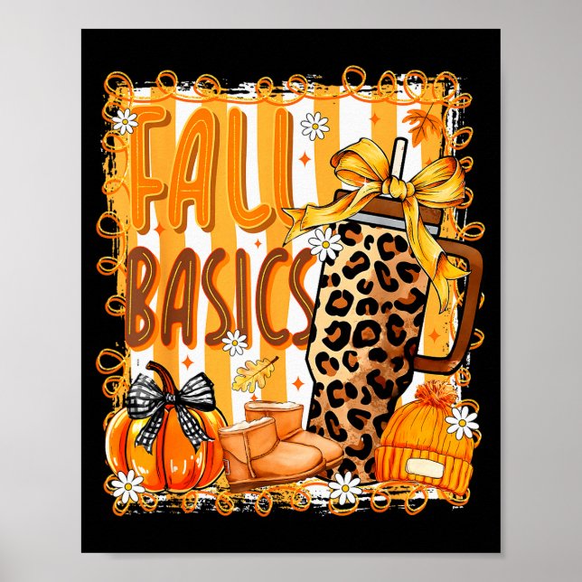 Poster Preppy Fall Basics Coquette Bow Pumpkin Autumn Wom (Frente)