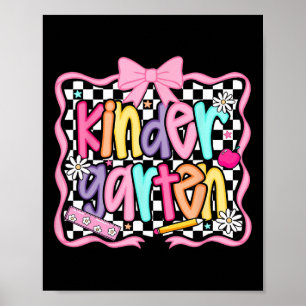 Poster Préppy Floral Cor-de-rosa Fofo Kawaii de Volta às