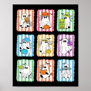 Poster Preppy Ghost Leading Books Professora Halloween Li