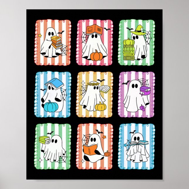 Poster Preppy Ghost Leading Books Professora Halloween Li (Frente)