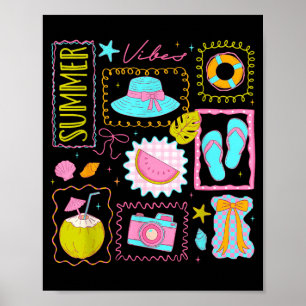 Poster Preppy Olá Vibrações de Verão Férias na Praia Home