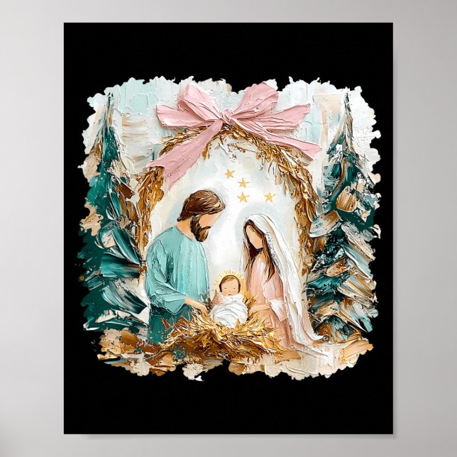 Poster Preppy Painted Christian Nativity Scene God Faith  (Frente)