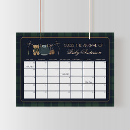 Poster Preppy Polo Teddy Bear Baby Due Date Calendar