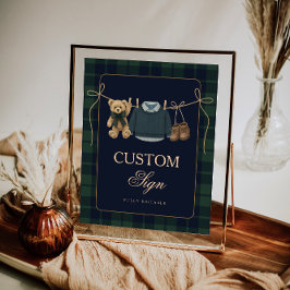 Poster Preppy Polo Teddy Bear Baby Shower Editable Table 