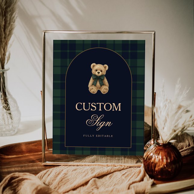 Poster Preppy Polo Teddy Bear Baby Shower Editable Table  (Criador carregado)