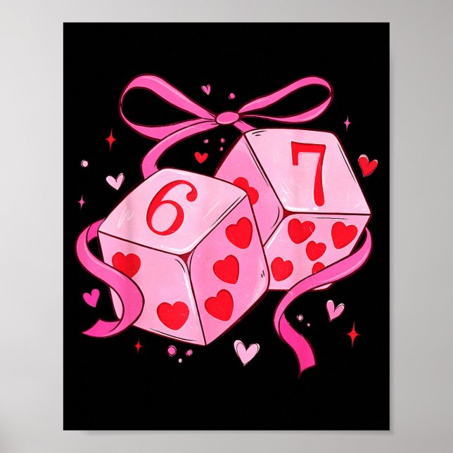 Poster Preppy Seis Sete Valentine 6 7 Meme Engraçado Coqu (Frente)