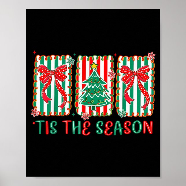 Poster Preppy Tis The Season Xmas Tree Coquette Bow Chris (Frente)