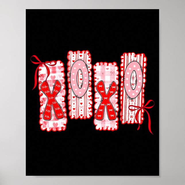 Poster Preppy Xoxo Coquette Bow Hearts Valentine's Day Wo (Frente)