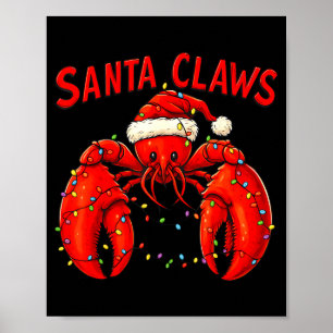 Poster Presas de Natal Divertido Lagosta de Natal Com Luz