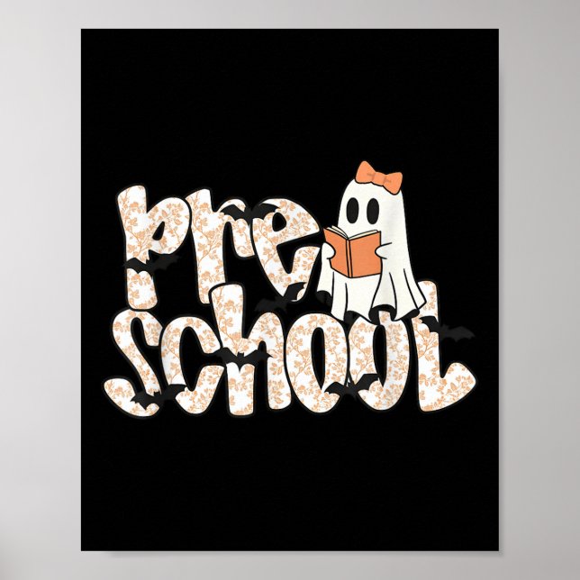 Poster Preschool Teacher Halloween Ghost Teacher Reading  (Frente)
